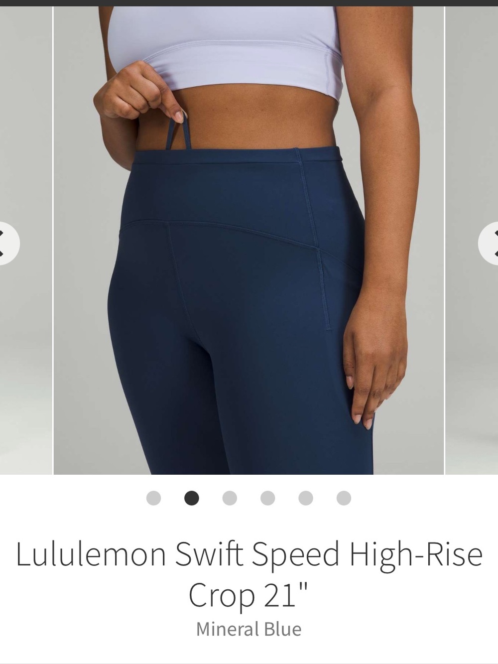 Lululemon Swift Speed High-Rise Crop 21"
Mineral Blue